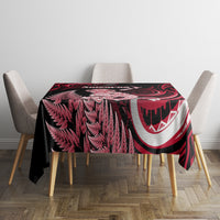 New Zealand Maori Taniwha Tablecloth Silver Fern Red Version