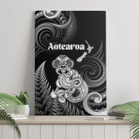 New Zealand Maori Taniwha Canvas Wall Art Silver Fern Black Version
