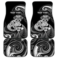 Personalised New Zealand Maori Taniwha Car Mats Silver Fern Black Version