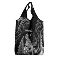 New Zealand Maori Taniwha Grocery Bag Silver Fern Black Version