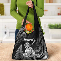 New Zealand Maori Taniwha Grocery Bag Silver Fern Black Version