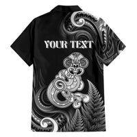 Personalised New Zealand Maori Taniwha Hawaiian Shirt Silver Fern Black Version LT05 - Polynesian Pride