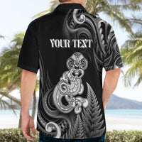 Personalised New Zealand Maori Taniwha Hawaiian Shirt Silver Fern Black Version LT05 - Polynesian Pride