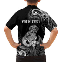 Personalised New Zealand Maori Taniwha Hawaiian Shirt Silver Fern Black Version LT05 - Polynesian Pride