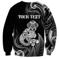Personalised New Zealand Maori Taniwha Sweatshirt Silver Fern Black Version