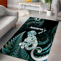 New Zealand Maori Taniwha Area Rug Silver Fern Paua Shell Version