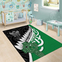 New Zealand And Ireland Rugby Area Rug Silver Fern With Celtic Cross