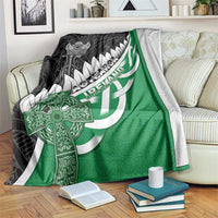 New Zealand And Ireland Rugby Blanket Silver Fern With Celtic Cross