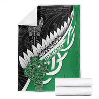 New Zealand And Ireland Rugby Blanket Silver Fern With Celtic Cross