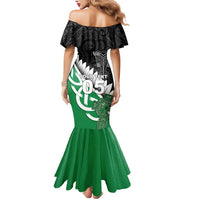 New Zealand And Ireland Rugby Custom Mermaid Dress Silver Fern With Celtic Cross