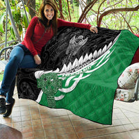 New Zealand And Ireland Rugby Quilt Silver Fern With Celtic Cross