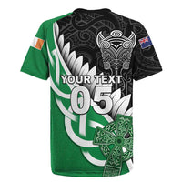 New Zealand And Ireland Rugby Custom Rugby Jersey Silver Fern With Celtic Cross