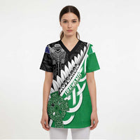 New Zealand And Ireland Rugby Custom Scrub Top Silver Fern With Celtic Cross LT05 - Polynesian Pride