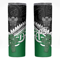 New Zealand And Ireland Rugby Custom Skinny Tumbler Silver Fern With Celtic Cross
