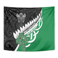 New Zealand And Ireland Rugby Tapestry Silver Fern With Celtic Cross