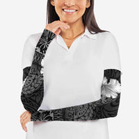 Hawaii Hibiscus With Black Polynesian Pattern Arm Sleeves - Polynesian Pride