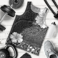 Hawaii Hibiscus With Black Polynesian Pattern Men Tank Top
