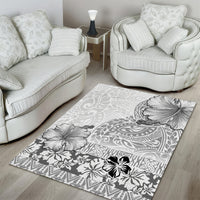 Hawaii Hibiscus With White Polynesian Pattern Area Rug