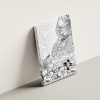 Hawaii Hibiscus With White Polynesian Pattern Canvas Wall Art