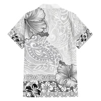 Hawaii Hibiscus With White Polynesian Pattern Family Matching Tank Maxi Dress and Hawaiian Shirt