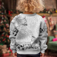 Hawaii Hibiscus With White Polynesian Pattern Kid Ugly Christmas Sweater