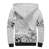 Hawaii Hibiscus With White Polynesian Pattern Sherpa Hoodie
