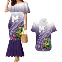 Personalized Manua High School Couples Matching Mermaid Dress and Hawaiian Shirt Polynesian Tribal Pattern