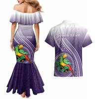 Personalized Manua High School Couples Matching Mermaid Dress and Hawaiian Shirt Polynesian Tribal Pattern