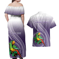 Personalized Manua High School Couples Matching Off Shoulder Maxi Dress and Hawaiian Shirt Polynesian Tribal Pattern