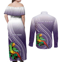 Personalized Manua High School Couples Matching Off Shoulder Maxi Dress and Long Sleeve Button Shirt Polynesian Tribal Pattern LT05 - Polynesian Pride