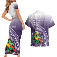 Personalized Manua High School Couples Matching Short Sleeve Bodycon Dress and Hawaiian Shirt Polynesian Tribal Pattern