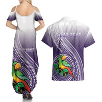 Personalized Manua High School Couples Matching Summer Maxi Dress and Hawaiian Shirt Polynesian Tribal Pattern