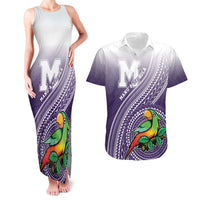 Personalized Manua High School Couples Matching Tank Maxi Dress and Hawaiian Shirt Polynesian Tribal Pattern