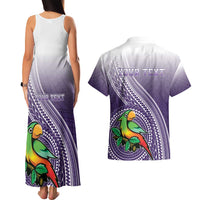 Personalized Manua High School Couples Matching Tank Maxi Dress and Hawaiian Shirt Polynesian Tribal Pattern