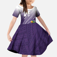 Personalized Manua High School Kid Short Sleeve Dress Polynesian Tribal Pattern LT05 KID Purple - Polynesian Pride
