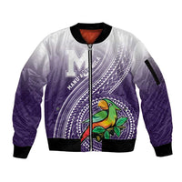 Personalized Manua High School Sleeve Zip Bomber Jacket Polynesian Tribal Pattern