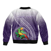 Personalized Manua High School Sleeve Zip Bomber Jacket Polynesian Tribal Pattern