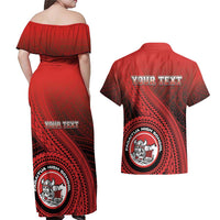 Personalized Fagaitua High School Couples Matching Off Shoulder Maxi Dress and Hawaiian Shirt Polynesian Tribal Pattern