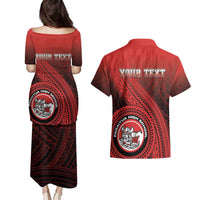 Personalized Fagaitua High School Couples Matching Puletasi and Hawaiian Shirt Polynesian Tribal Pattern