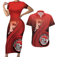 Personalized Fagaitua High School Couples Matching Short Sleeve Bodycon Dress and Hawaiian Shirt Polynesian Tribal Pattern