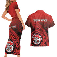 Personalized Fagaitua High School Couples Matching Short Sleeve Bodycon Dress and Hawaiian Shirt Polynesian Tribal Pattern