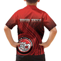 Personalized Fagaitua High School Family Matching Long Sleeve Bodycon Dress and Hawaiian Shirt Polynesian Tribal Pattern