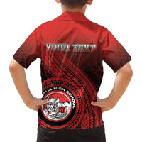 Personalized Fagaitua High School Family Matching Short Sleeve Bodycon Dress and Hawaiian Shirt Polynesian Tribal Pattern