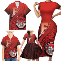 Personalized Fagaitua High School Family Matching Short Sleeve Bodycon Dress and Hawaiian Shirt Polynesian Tribal Pattern