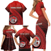 Personalized Fagaitua High School Family Matching Short Sleeve Bodycon Dress and Hawaiian Shirt Polynesian Tribal Pattern