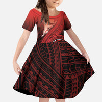 Personalized Fagaitua High School Kid Short Sleeve Dress Polynesian Tribal Pattern LT05 KID Red - Polynesian Pride