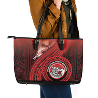 Fagaitua High School Leather Tote Bag Polynesian Tribal Pattern
