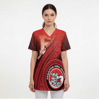 Personalized Fagaitua High School Scrub Top Polynesian Tribal Pattern - Polynesian Pride