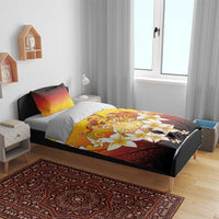 Tahiti Heiva Festival Bedding Set Tahitian Vahine Plumeria Flowers