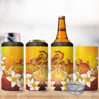 Tahiti Heiva Festival 4 in 1 Can Cooler Tumbler Tahitian Vahine Plumeria Flowers